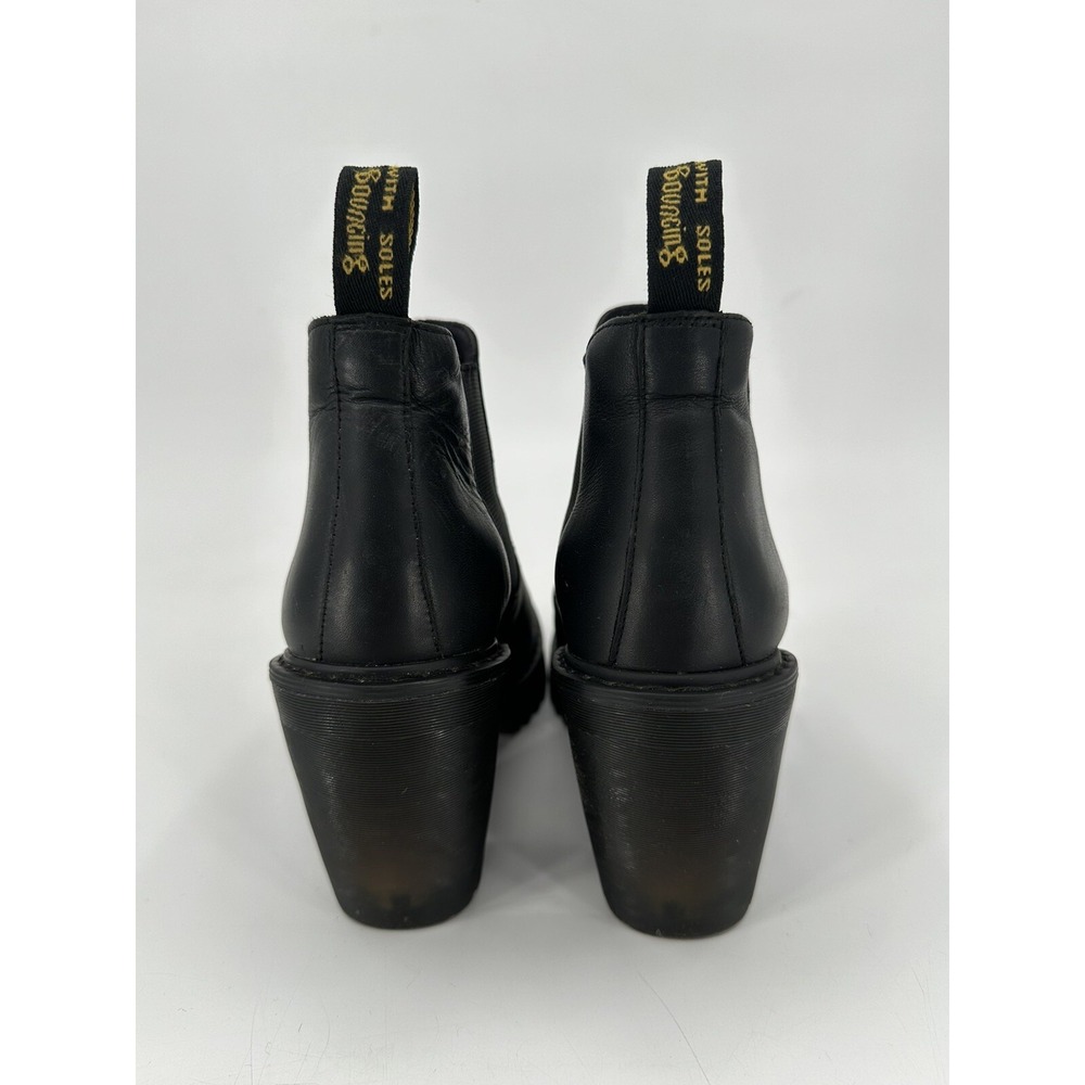Dr Martens Hurston High Heeled Booties Womens 8 US Black Smooth Leather Boots - Picture 3 of 12